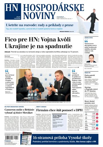 Obálka e-magazínu Hospodárke noviny 03.12.2014