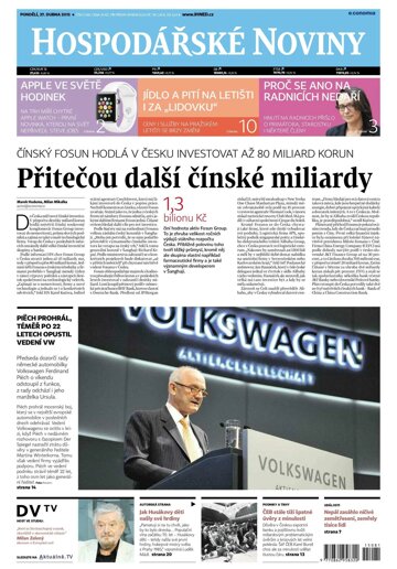 Obálka e-magazínu Hospodářské noviny 081 - 27.4.2015