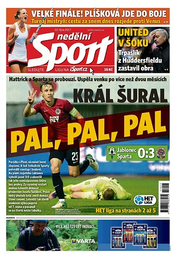 Obálka e-magazínu Nedělní Sport 22.10.2017