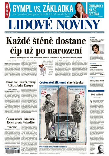 Obálka e-magazínu Lidové noviny 12.2.2019