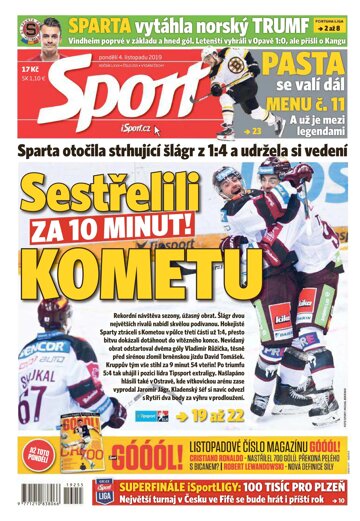 Obálka e-magazínu Sport 4.11.2019