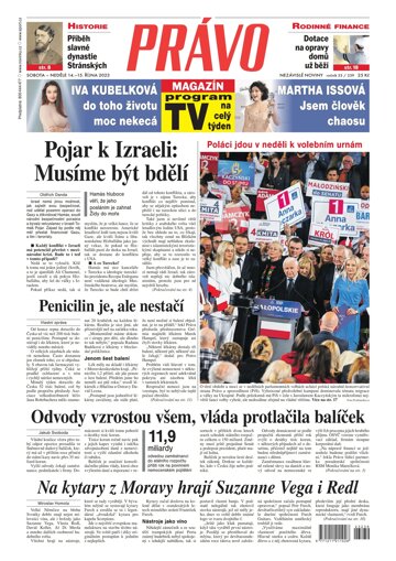 Obálka e-magazínu Deník Právo 14.10.2023