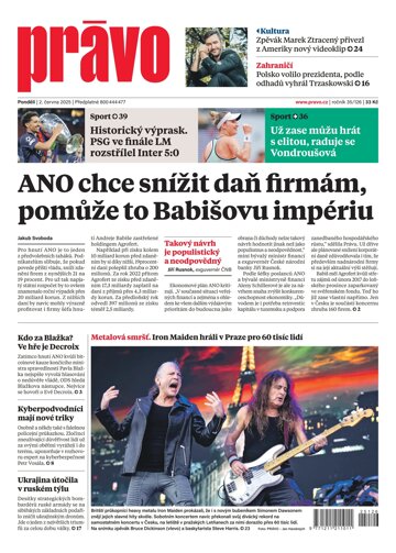 Obálka e-magazínu Deník Právo 2.6.2025