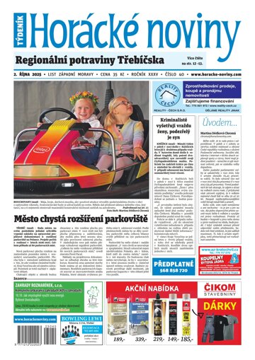Obálka e-magazínu Horácké Noviny 40/2025