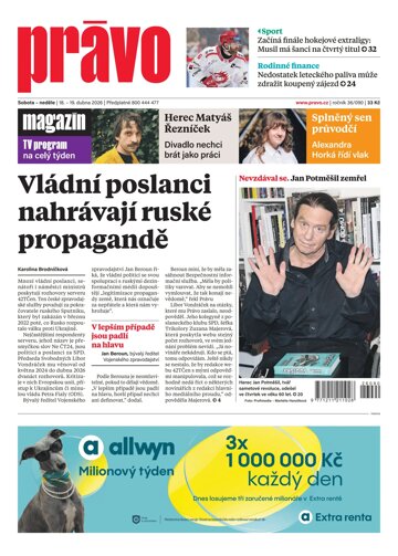 Obálka e-magazínu Deník Právo 18.4.2026