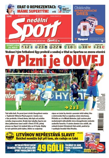 Obálka e-magazínu Nedělní Sport 26.4.2015