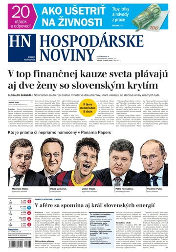 Obálka e-magazínu Hospodárske noviny 05.04.2016