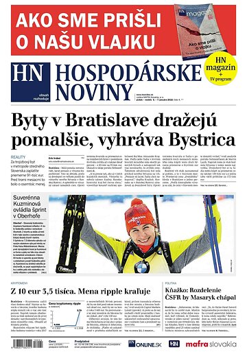 Obálka e-magazínu Hospodárske noviny 05.01.2018