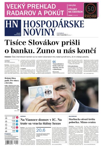 Obálka e-magazínu Hospodárske noviny 5.10.2015