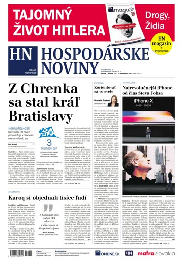 Obálka e-magazínu Hospodárske noviny 14.09.2017
