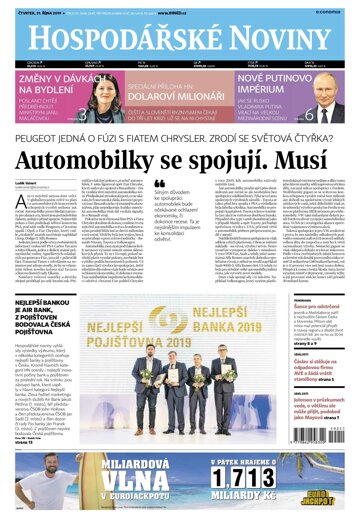 Obálka e-magazínu Hospodářské noviny 211 - 31.10.2019