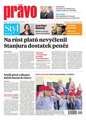 Obálka e-magazínu Deník Právo 2.9.2025