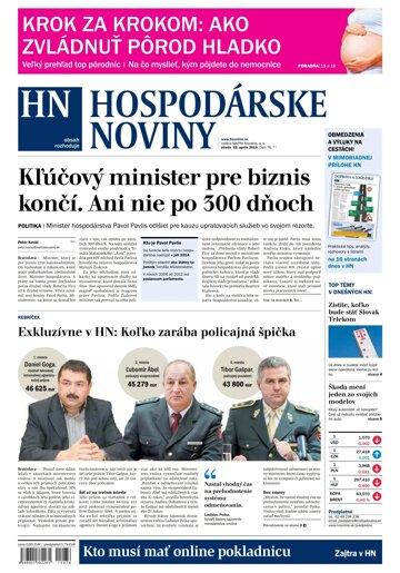 Obálka e-magazínu Hospodárske noviny 22.04.2015