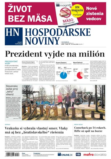 Obálka e-magazínu Hospodárske noviny 22.03.2019
