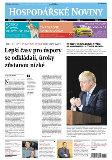 Obálka e-magazínu Hospodářské noviny 160 - 20.8.2019