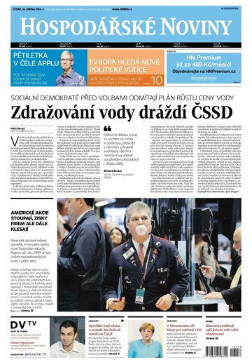 Obálka e-magazínu Hospodářské noviny 158 - 16.8.2016