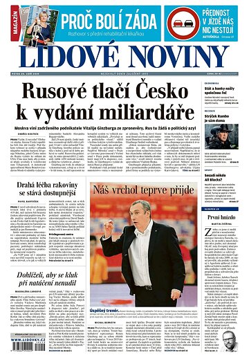 Obálka e-magazínu Lidové noviny 20.9.2019