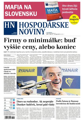 Obálka e-magazínu Hospodárske noviny 11.08.2017