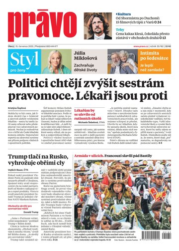 Obálka e-magazínu Deník Právo 15.7.2025