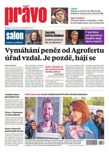 Obálka e-magazínu Deník Právo 8.10.2026