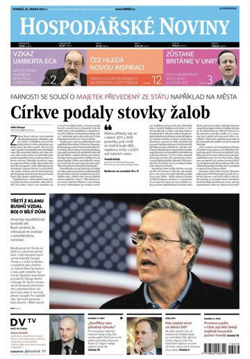 Obálka e-magazínu Hospodářské noviny 036 - 22.2.2016