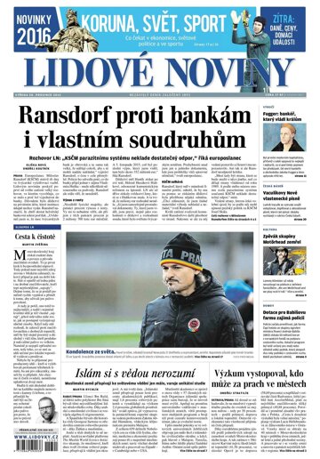 Obálka e-magazínu Lidové noviny 30.12.2015