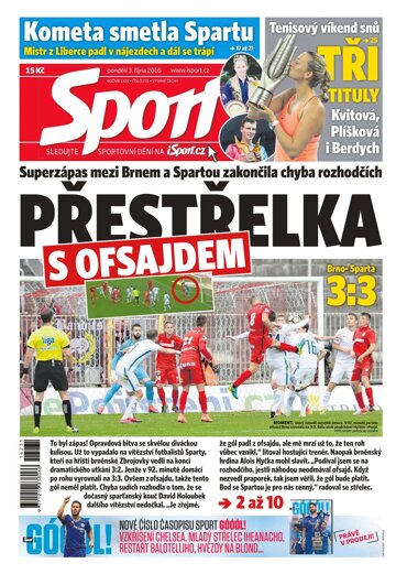 Obálka e-magazínu Sport 3.10.2016