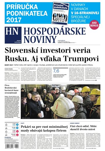 Obálka e-magazínu Hospodárske noviny 19.12.2016