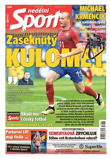 Obálka e-magazínu Nedělní Sport 9.9.2018