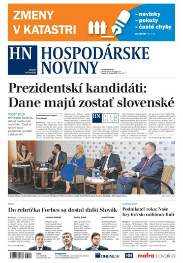 Obálka e-magazínu Hospodárske noviny 6.3.2019