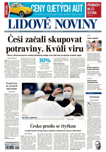 Obálka e-magazínu Lidové noviny 27.2.2020