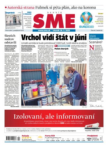 Obálka e-magazínu SME 18.3.2020