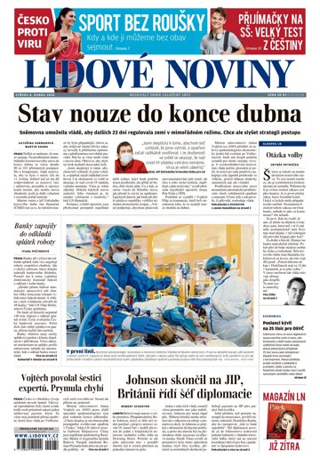 Obálka e-magazínu Lidové noviny 8.4.2020