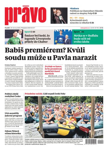 Obálka e-magazínu Deník Právo 30.6.2025