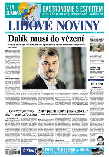 Obálka e-magazínu Lidové noviny 1.6.2016