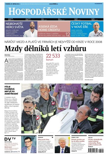 Obálka e-magazínu Hospodářské noviny 167 - 29.8.2016