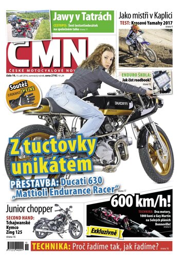 Obálka e-magazínu ČESKÉ MOTOCYKLOVÉ NOVINY 19/2016