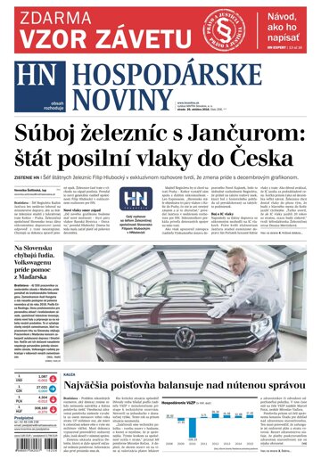 Obálka e-magazínu Hospodárske noviny 26.10.2016