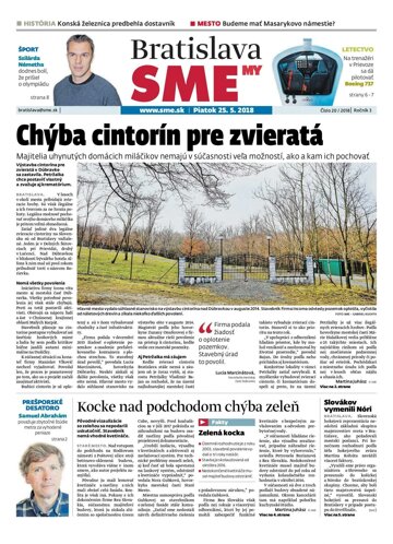 Obálka e-magazínu SME MY Bratislava 25/5/2018