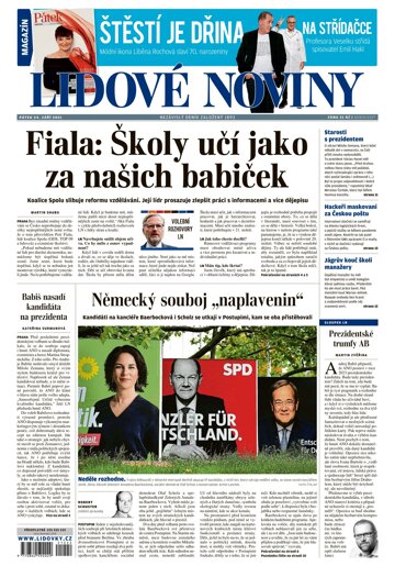 Obálka e-magazínu Lidové noviny 24.9.2021