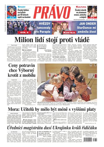 Obálka e-magazínu Deník Právo 27.11.2023