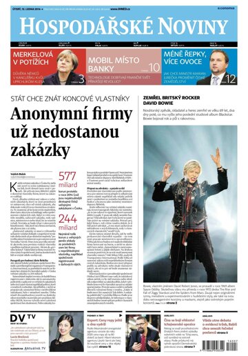 Obálka e-magazínu Hospodářské noviny 007 - 12.1.2016