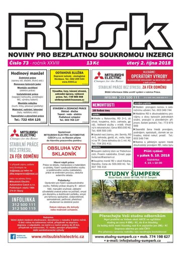 Obálka e-magazínu Risk 73/2018