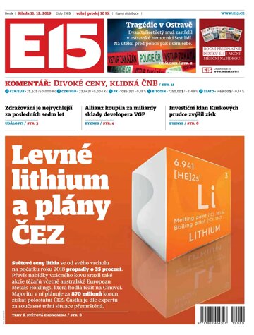 Obálka e-magazínu E15 11.12.2019