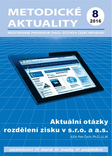 Obálka e-magazínu Metodické aktuality Svazu účetních 8/2016