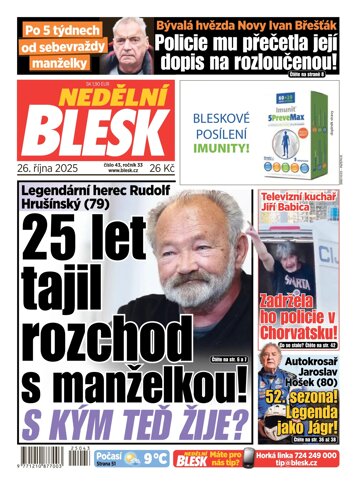 Obálka e-magazínu Nedělní Blesk 26.10.2025