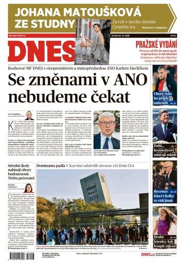 Obálka e-magazínu MF Dnes 22.10.2026