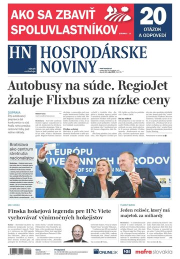 Obálka e-magazínu Hospodárske noviny 14.05.2019