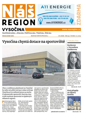 Obálka e-magazínu Náš Region - Vysočina 49/2023