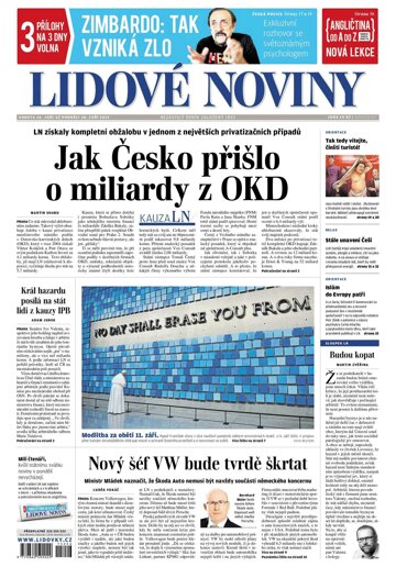 Obálka e-magazínu Lidové noviny 26.9.2015